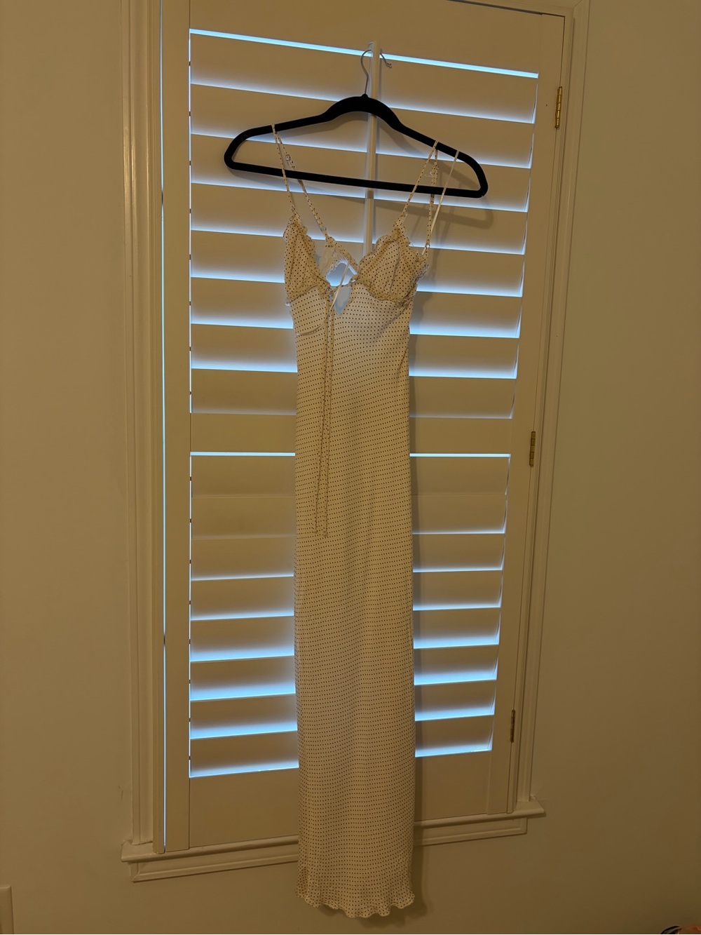 Zara Cream Slip Dress with Delicate Dot Pattern